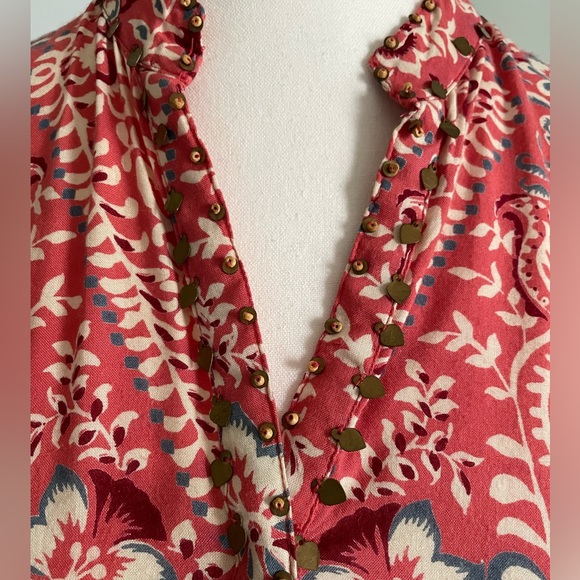 Alloy Apparel Boho Floral Print Pink Dress Bead Detail Size Small - Picture 10 of 12
